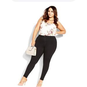 City Chic Harley Mid-Rise Skinny Jeans | Size 20 Short| Black | NWOT